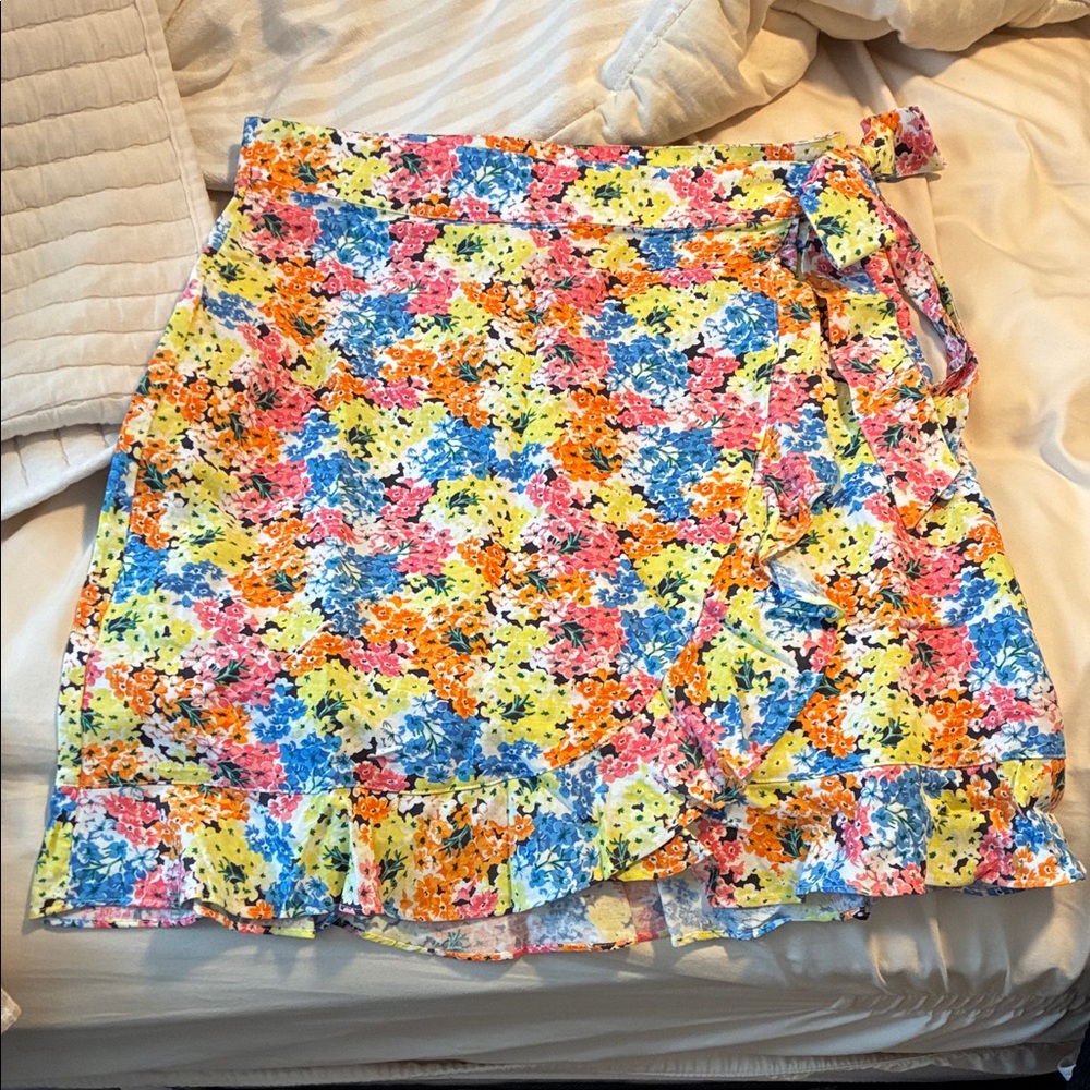 LOFT Asymmetrical Floral Skirt - Yellow, Blue, Orange